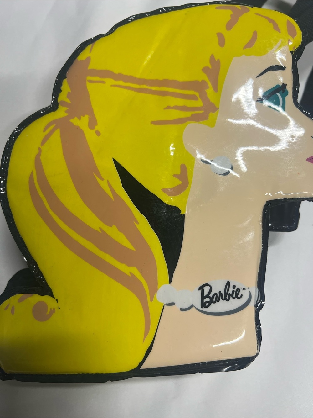 Black Vinyl Barbie Mini Backpack Barbie Head Profile FAO Schwarz RARE - Picture 3 of 11
